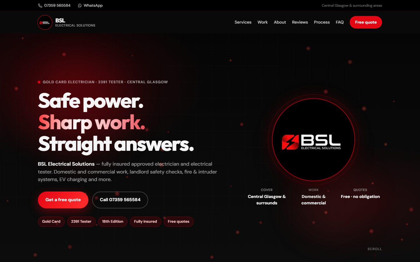 Preview of BSL Electrical Solutions website