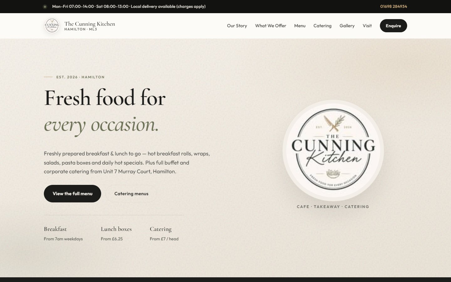 Preview of The Cunning Kitchen website