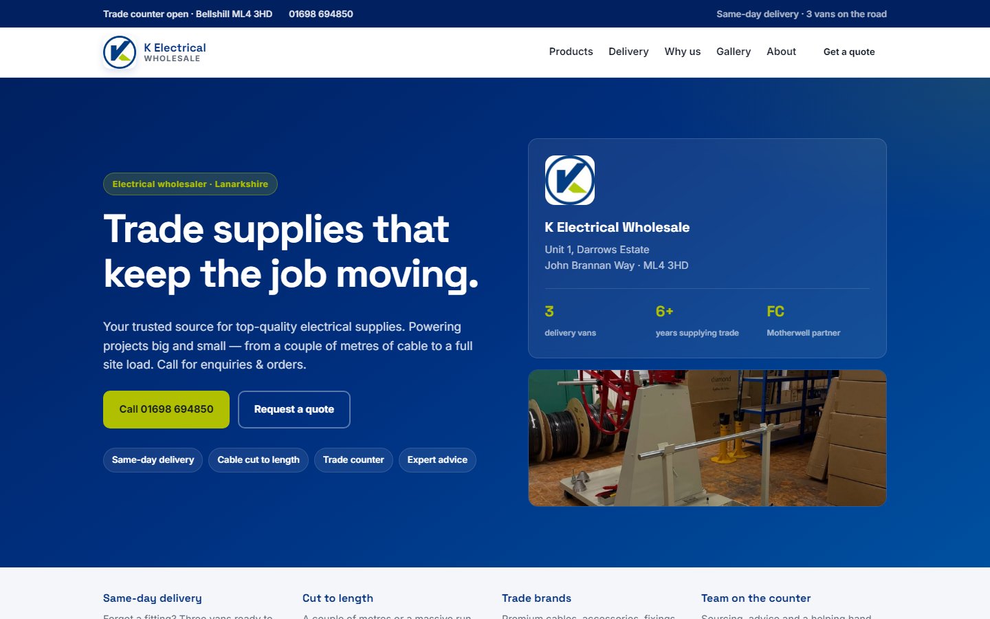 Preview of K Electrical Wholesale website